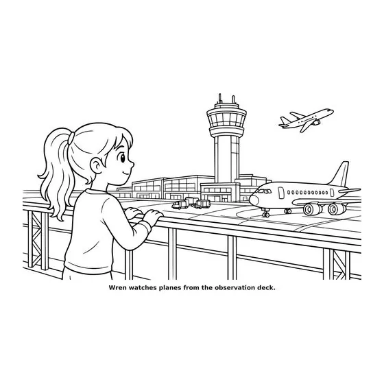 Sample interior page 3 from Maple Street: Airport Day — bold black outline art on white