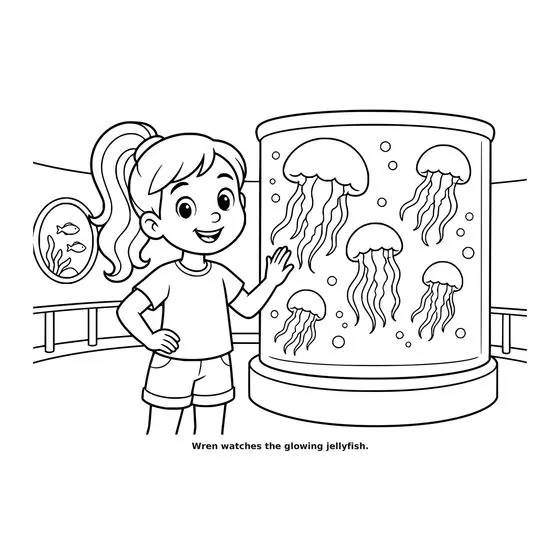 Sample interior page 3 from Maple Street: Aquarium Day — bold black outline art on white