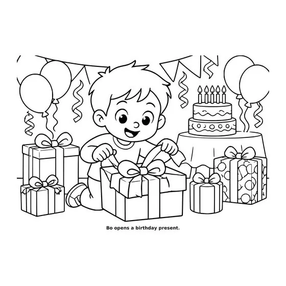 Sample interior page 2 from Maple Street: Birthday Party — bold black outline art on white