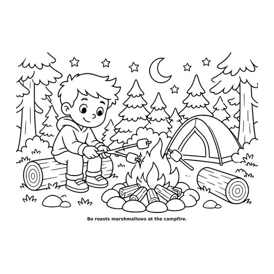 Sample interior page 2 from Maple Street: Camping Trip — bold black outline art on white