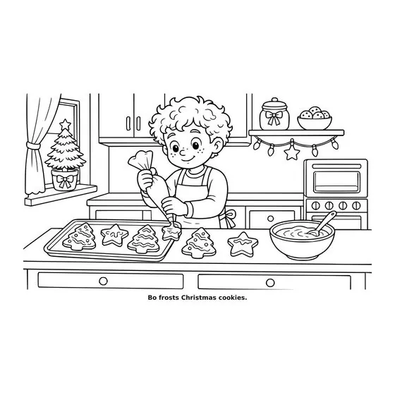 Sample interior page 2 from Maple Street: Christmas Day — bold black outline art on white