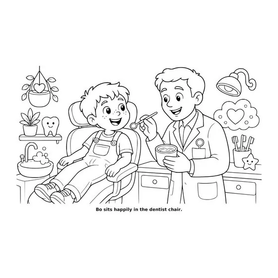 Sample interior page 2 from Maple Street: Dentist Day — bold black outline art on white