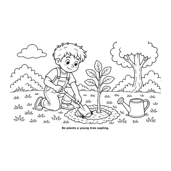 Sample interior page 2 from Maple Street: Earth Day — bold black outline art on white
