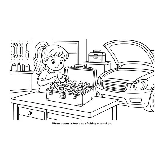 Sample interior page 3 from Maple Street: Garage Day — bold black outline art on white
