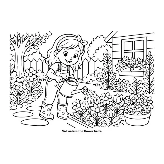 Sample interior page 1 from Maple Street: Garden Day — bold black outline art on white