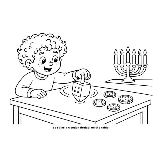 Sample interior page 2 from Maple Street: Hanukkah Night — bold black outline art on white
