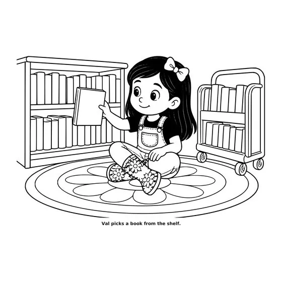 Sample interior page 1 from Maple Street: Library Day — bold black outline art on white