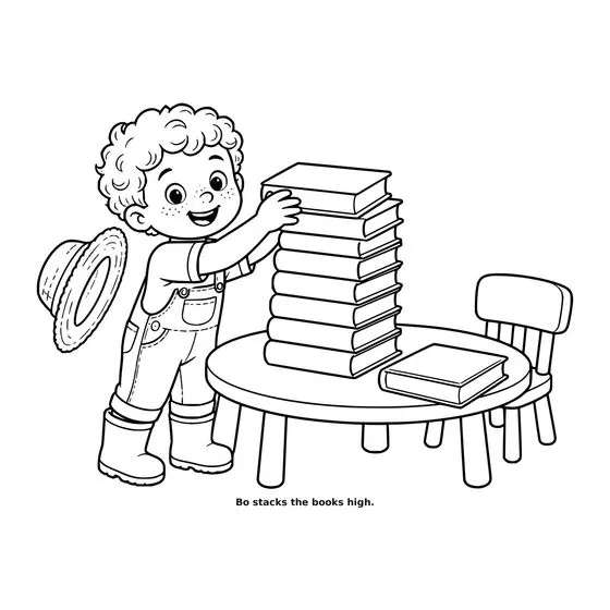 Sample interior page 2 from Maple Street: Library Day — bold black outline art on white