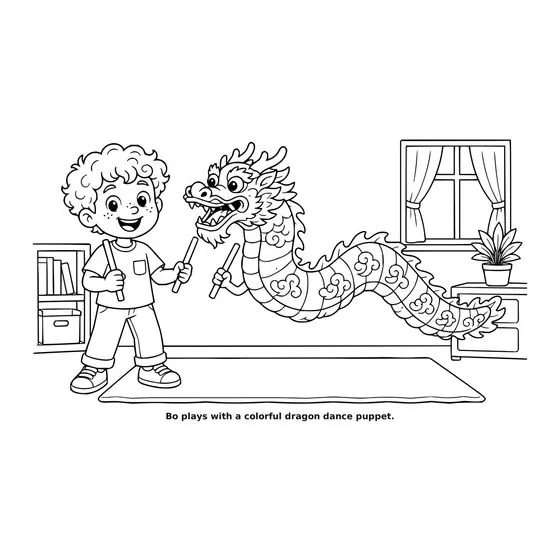 Sample interior page 2 from Maple Street: Lunar New Year — bold black outline art on white