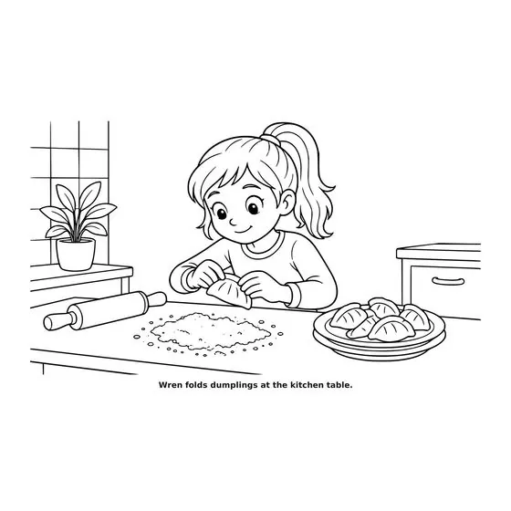 Sample interior page 3 from Maple Street: Lunar New Year — bold black outline art on white