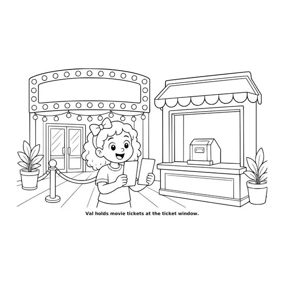 Sample interior page 1 from Maple Street: Movie Theater Day — bold black outline art on white