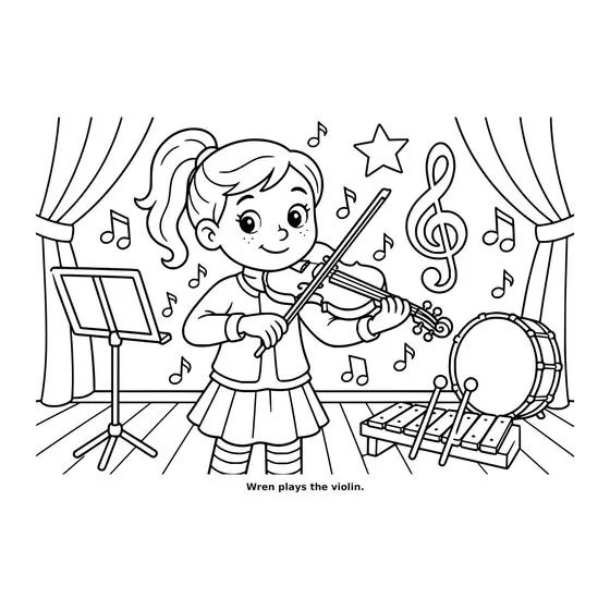 Sample interior page 3 from Maple Street: Music Day — bold black outline art on white