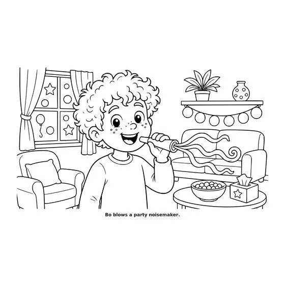 Sample interior page 2 from Maple Street: New Year’s Day — bold black outline art on white