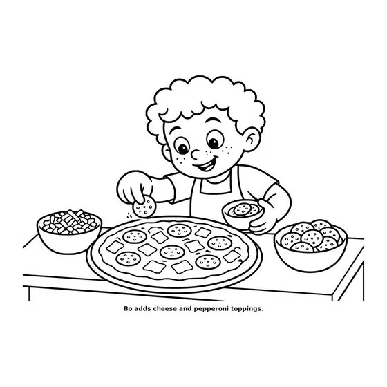 Sample interior page 2 from Maple Street: Pizza Day — bold black outline art on white