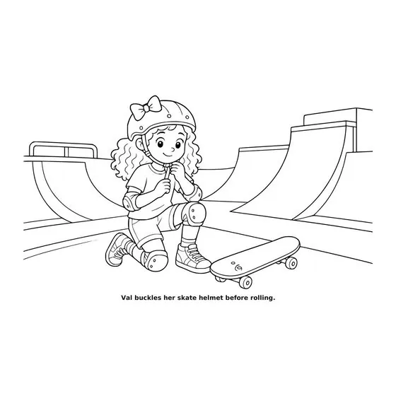Sample interior page 1 from Maple Street: Skate Park Day — bold black outline art on white