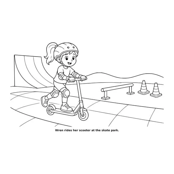 Sample interior page 3 from Maple Street: Skate Park Day — bold black outline art on white
