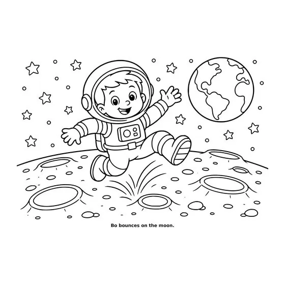 Sample interior page 2 from Maple Street: Space Day — bold black outline art on white