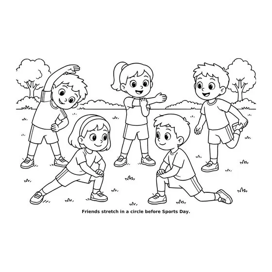 Sample interior page 1 from Maple Street: Sports Day — bold black outline art on white