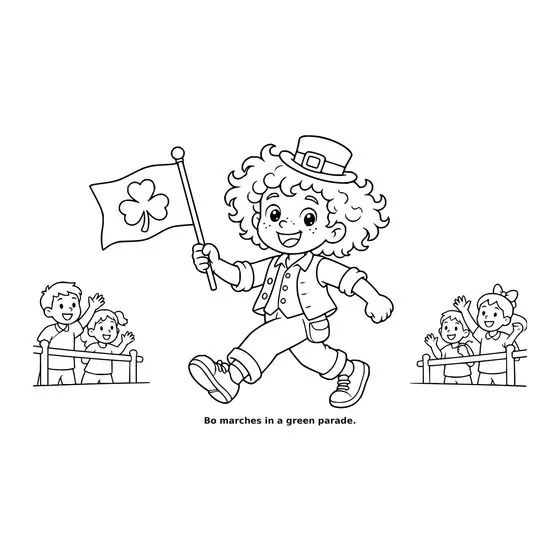 Sample interior page 2 from Maple Street: St. Patrick’s Day — bold black outline art on white