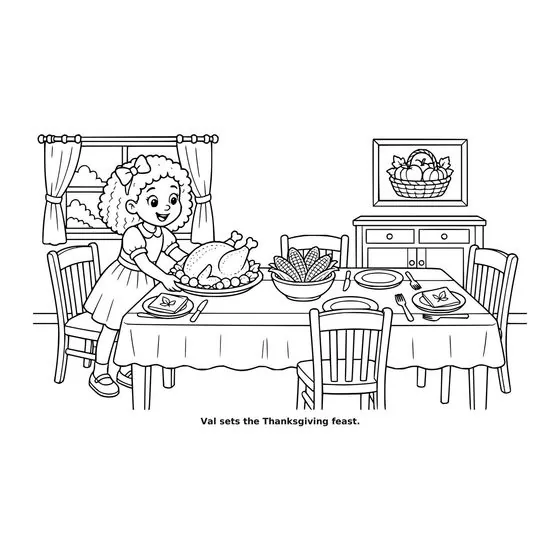 Sample interior page 1 from Maple Street: Thanksgiving Day — bold black outline art on white