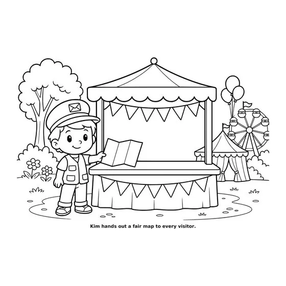 Sample interior page 2 from Maple Street: Town Fair — bold black outline art on white