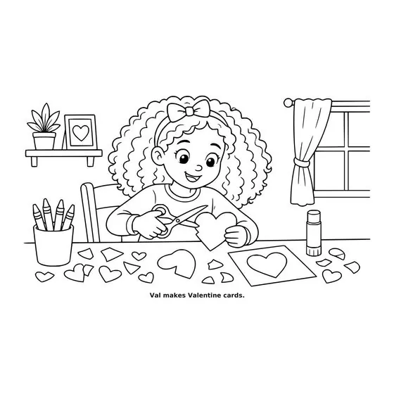 Sample interior page 1 from Maple Street: Valentine’s Day — bold black outline art on white