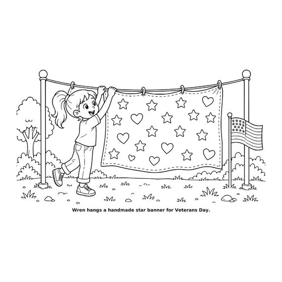Sample interior page 3 from Maple Street: Veterans Day — bold black outline art on white
