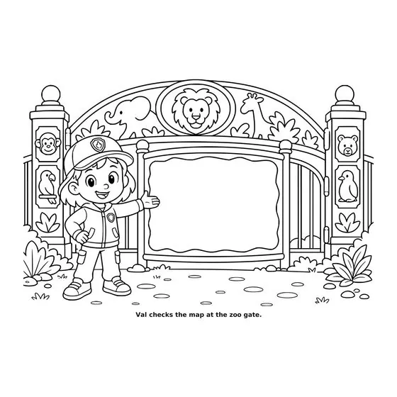 Sample interior page 2 from Maple Street: Zoo Day — bold black outline art on white
